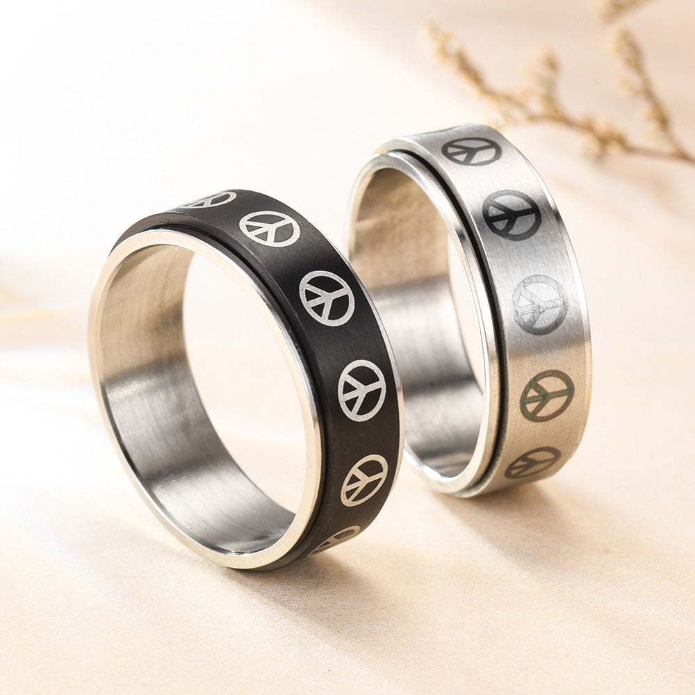 Anxiety Ring Decompression Ring Anti-Anxiety Relief Peace Symbol Ring - soufeelus