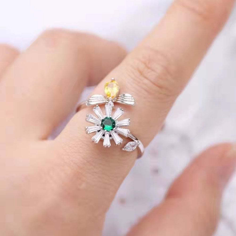 Anxiety Ring Anxiety Relief Decompression Honeybee Adjustable Ring Gift Fit for Her - soufeelus