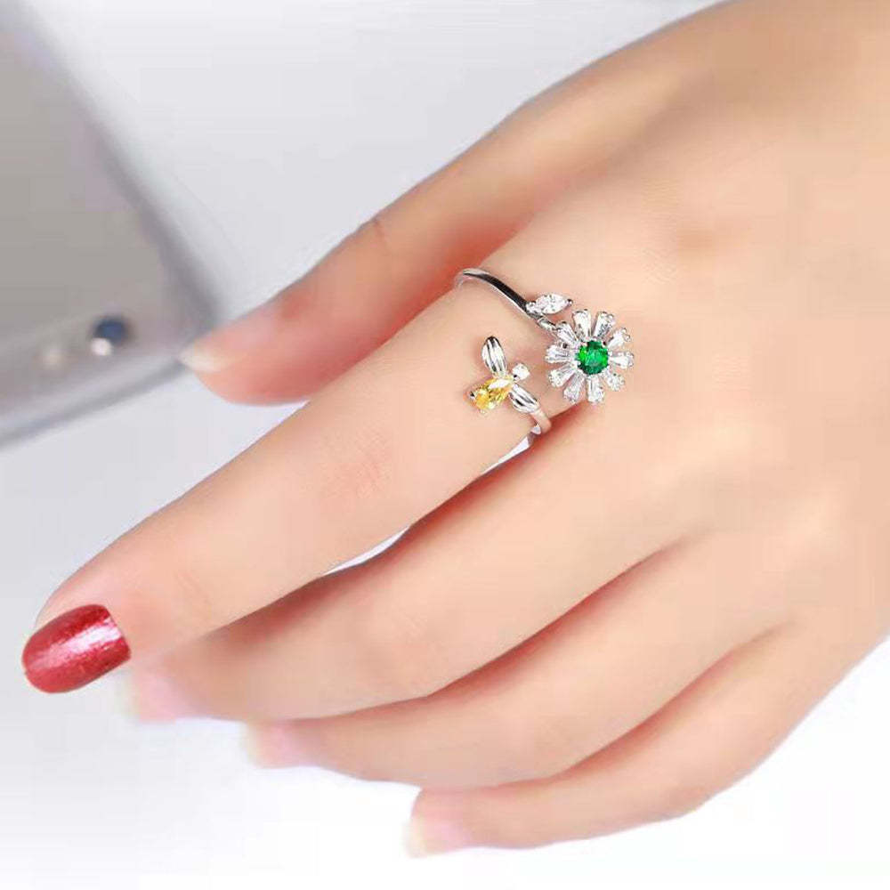 Anxiety Ring Anxiety Relief Decompression Honeybee Adjustable Ring Gift Fit for Her - soufeelus