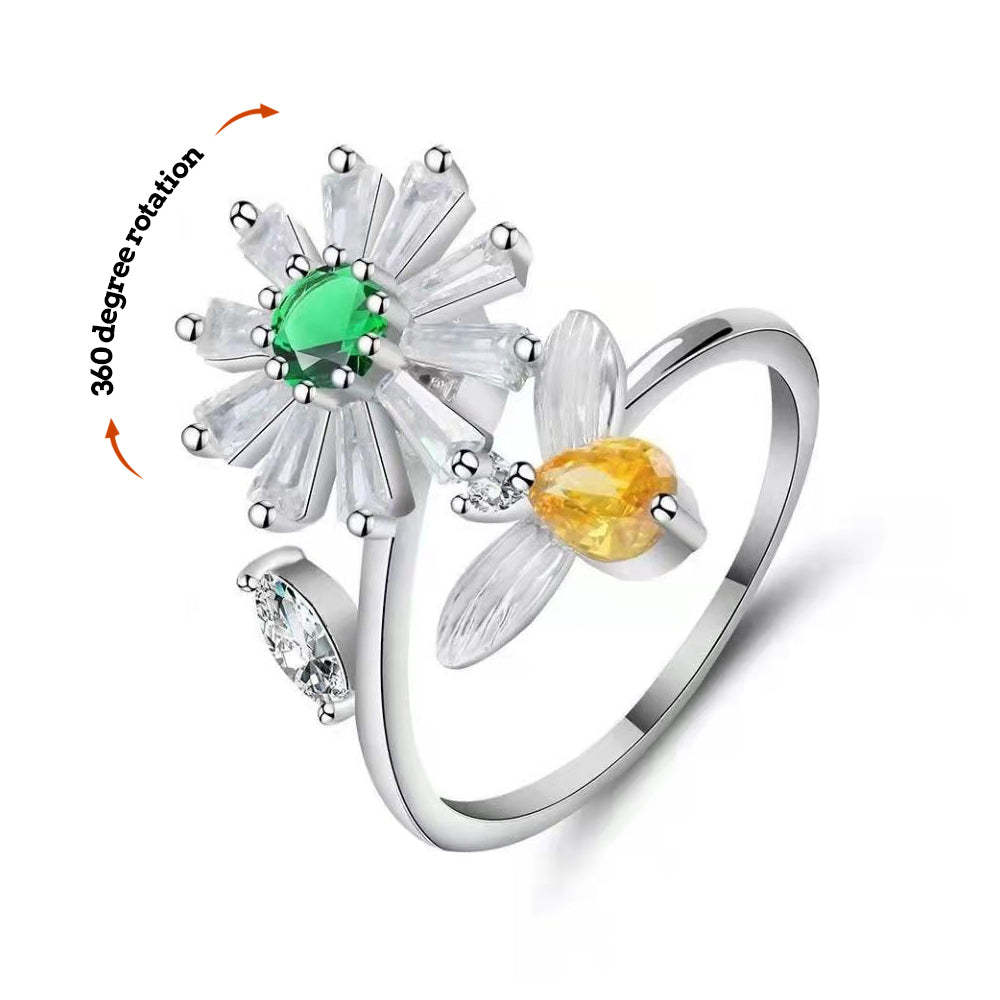 Anxiety Ring Anxiety Relief Decompression Honeybee Adjustable Ring Gift Fit for Her - soufeelus