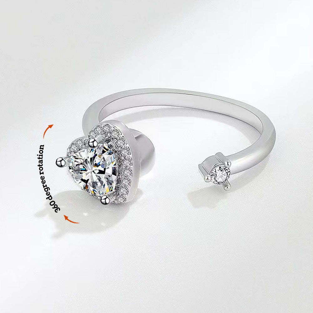 Anxiety Ring Anxiety Relief Decompression Heart Adjustable Ring Gift Fit for Her - soufeelus