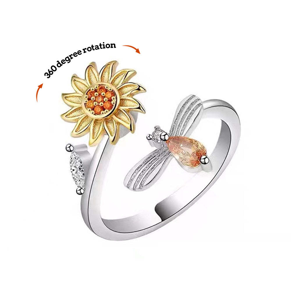 Anxiety Ring Anxiety Relief Decompression Daisy Adjustable Ring Jewelry Gift for Her - soufeelus
