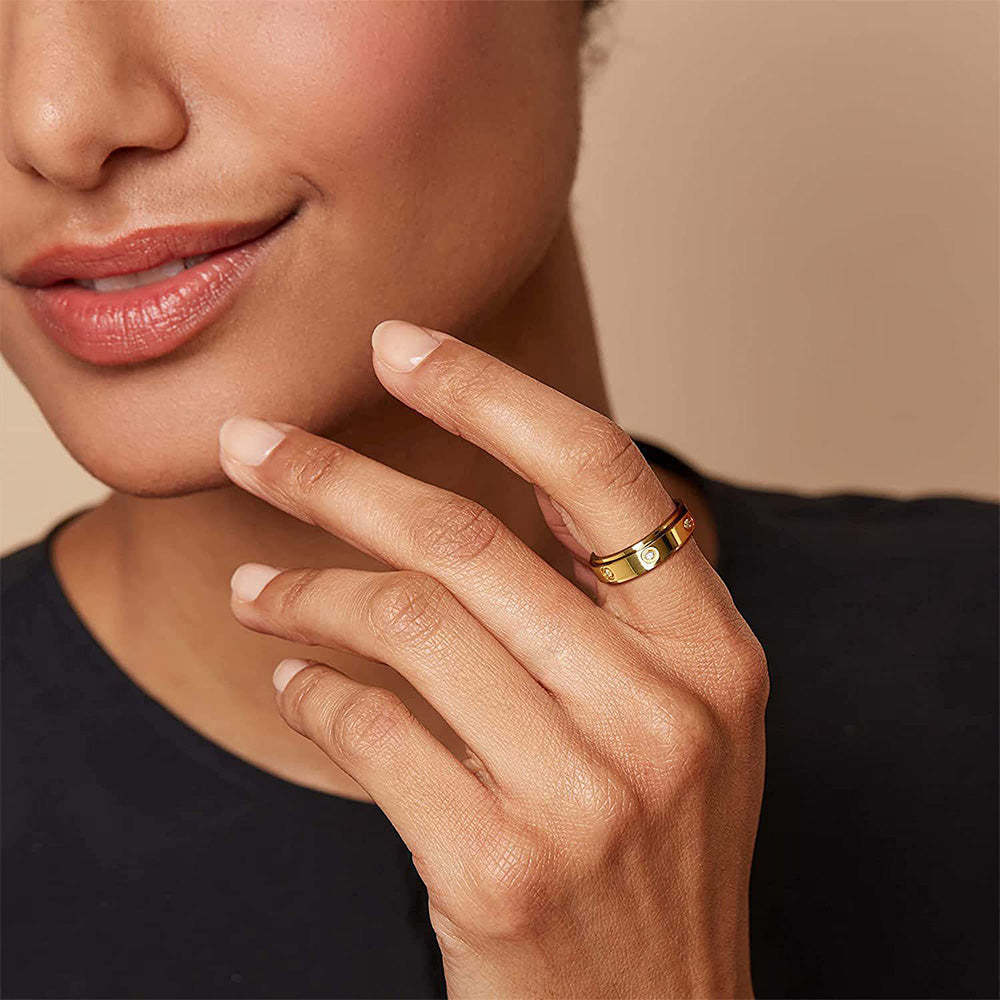 Anxiety Ring Anxiety Relief Diamante Decompression Stainless Steel Ring Jewelry Gift - soufeelus