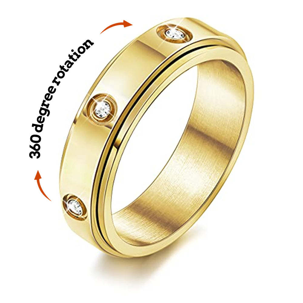 Anxiety Ring Anxiety Relief Diamante Decompression Stainless Steel Ring Jewelry Gift - soufeelus