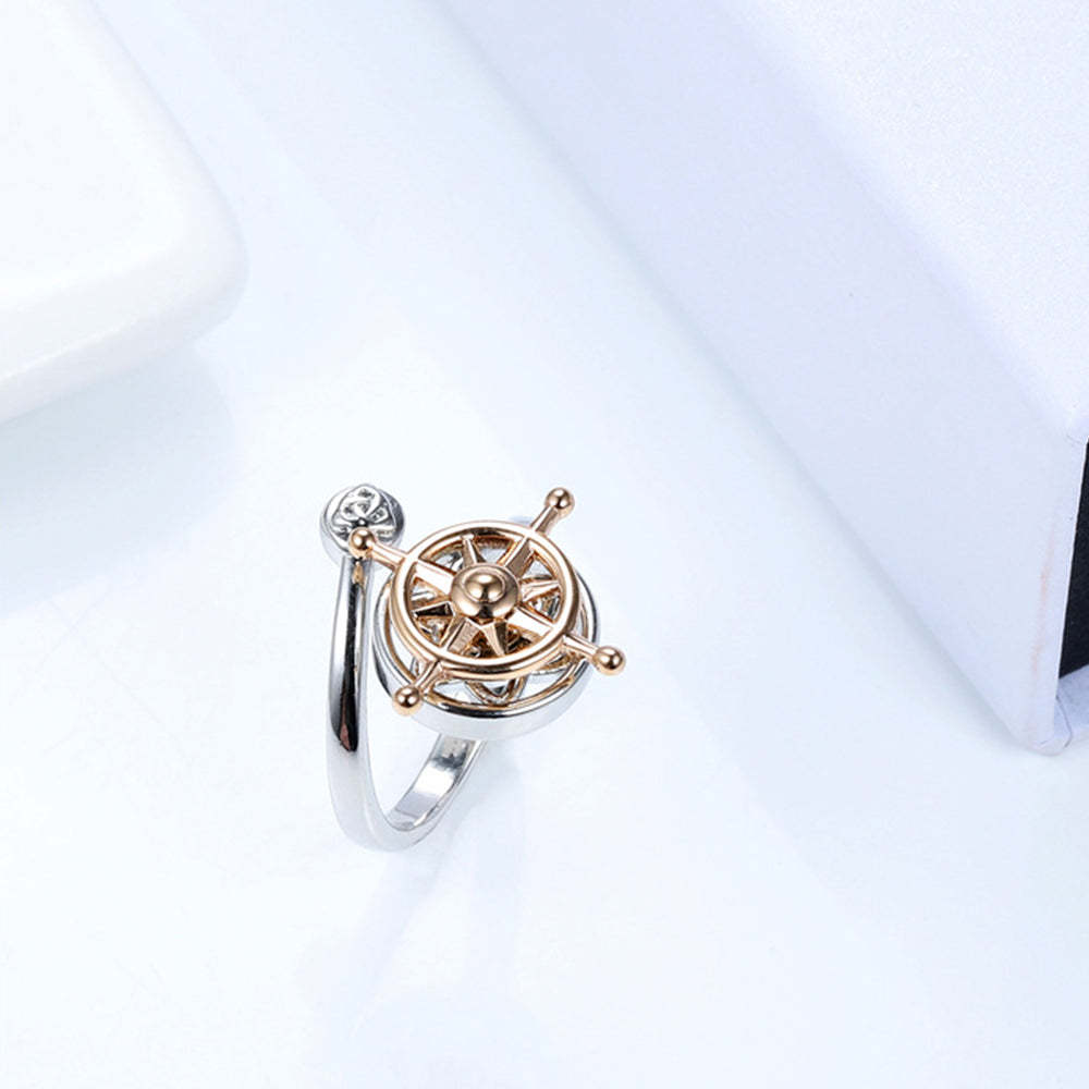 Anxiety Ring Decompression Ring Anti-Anxiety Relief Adjustable Rudder Ring Jewelry Gift - soufeelus