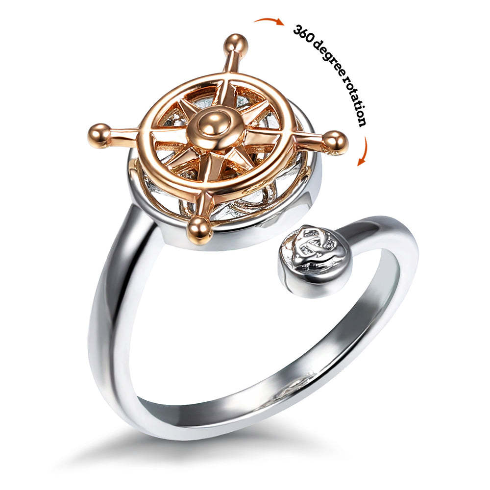 Anxiety Ring Decompression Ring Anti-Anxiety Relief Adjustable Rudder Ring Jewelry Gift - soufeelus