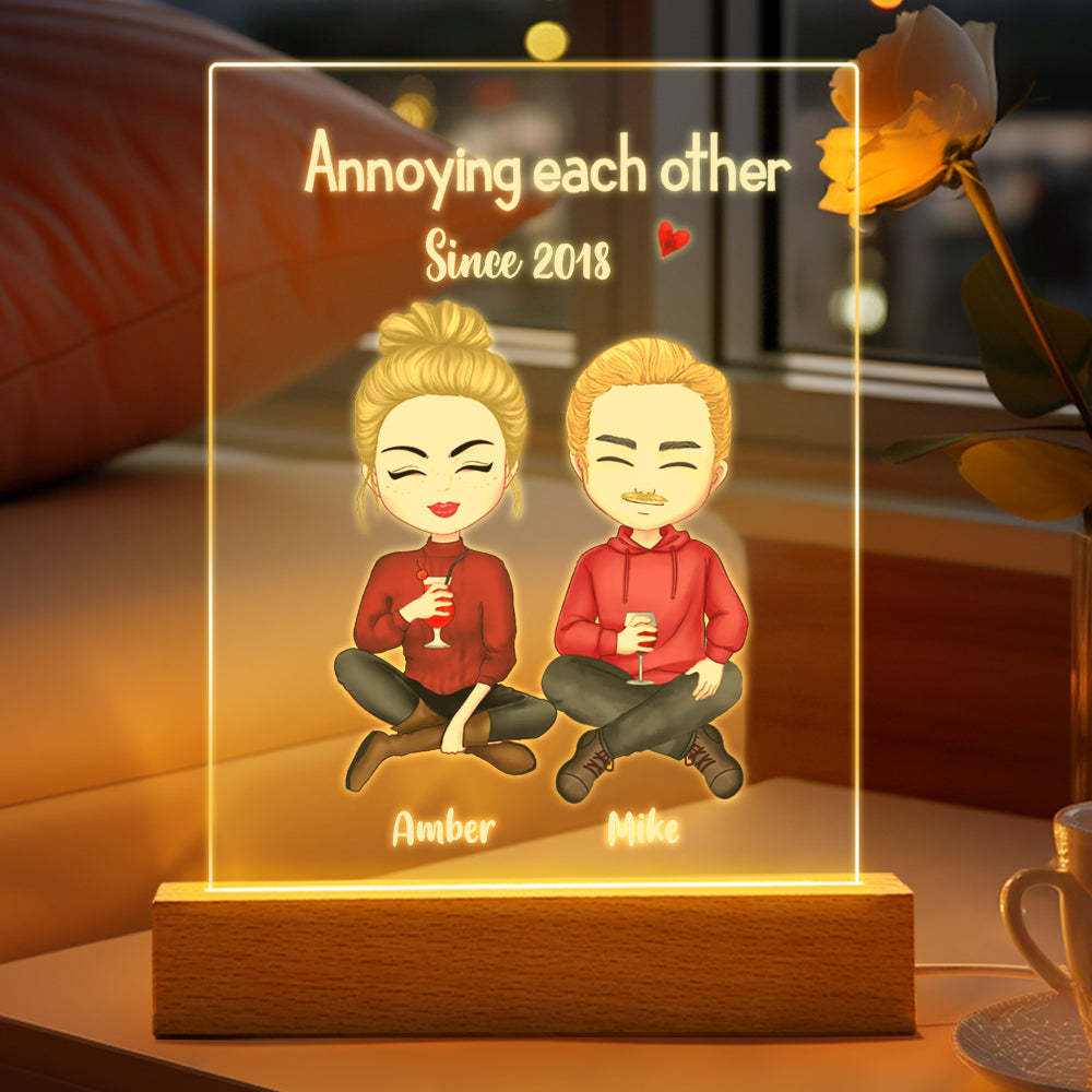 Custom Plaque Lamp Couple Personalized Hairstyle Clothes and Name Cartoon Gifts for Her - Get Photo Blanket
