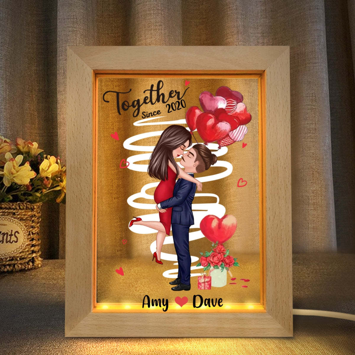 Custom Lamp Personalized Couple Cartoon Acrylic Lamp Gifts for Her - Get Photo Blanket