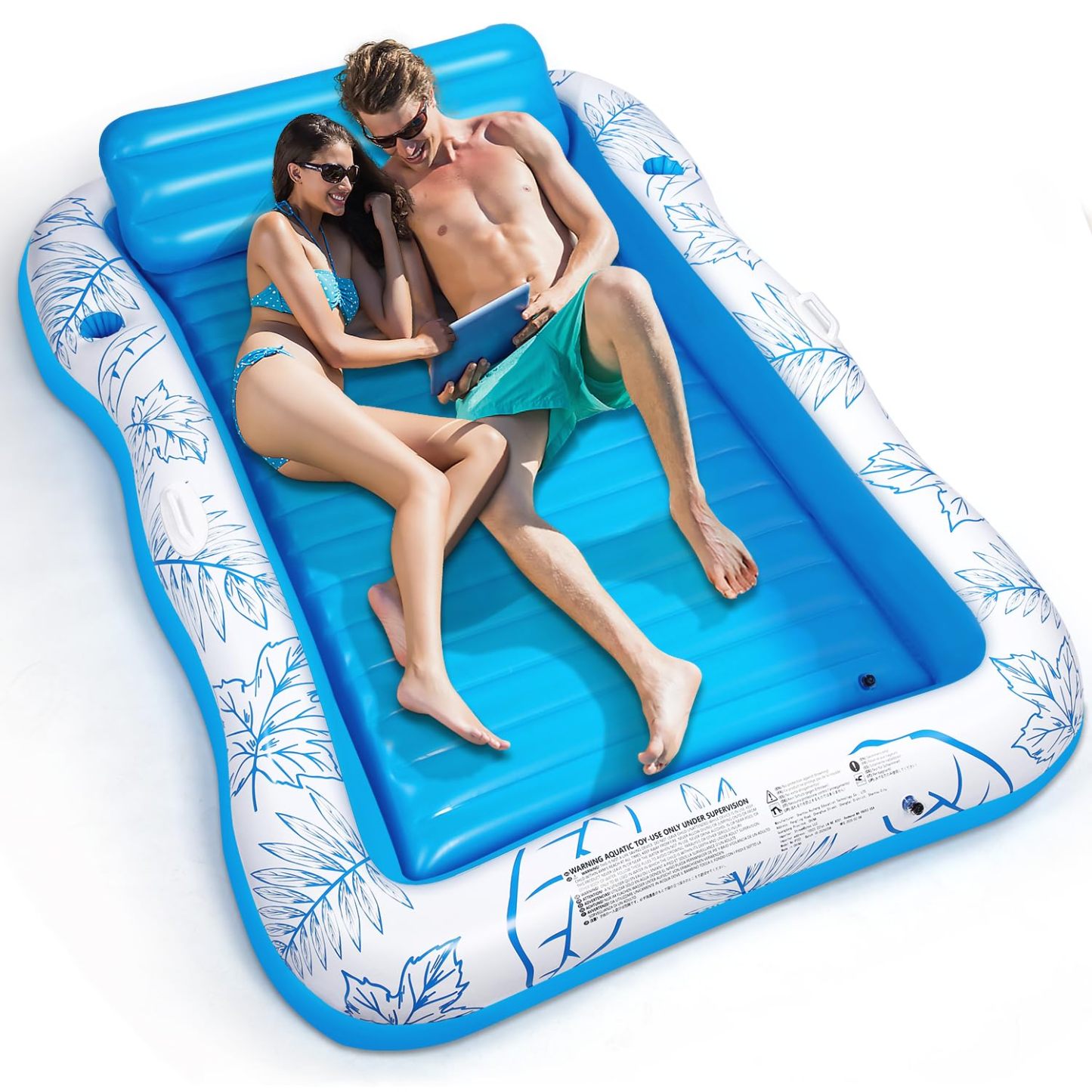 Inflatable Pool Float for Adults Large Beach Float for Sunbathing, Lounge Chair Float with Cup Holder, Floating Air Mattress