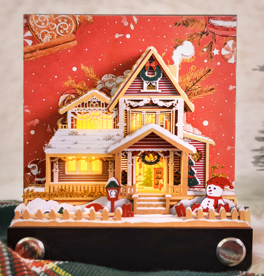3D Calendar 2025, Notepad Paper Carving Calendar, Desktop Decoration with Light & Dust Cover, Tearable Creative Memo for Office & Home (Christmas Tree House)