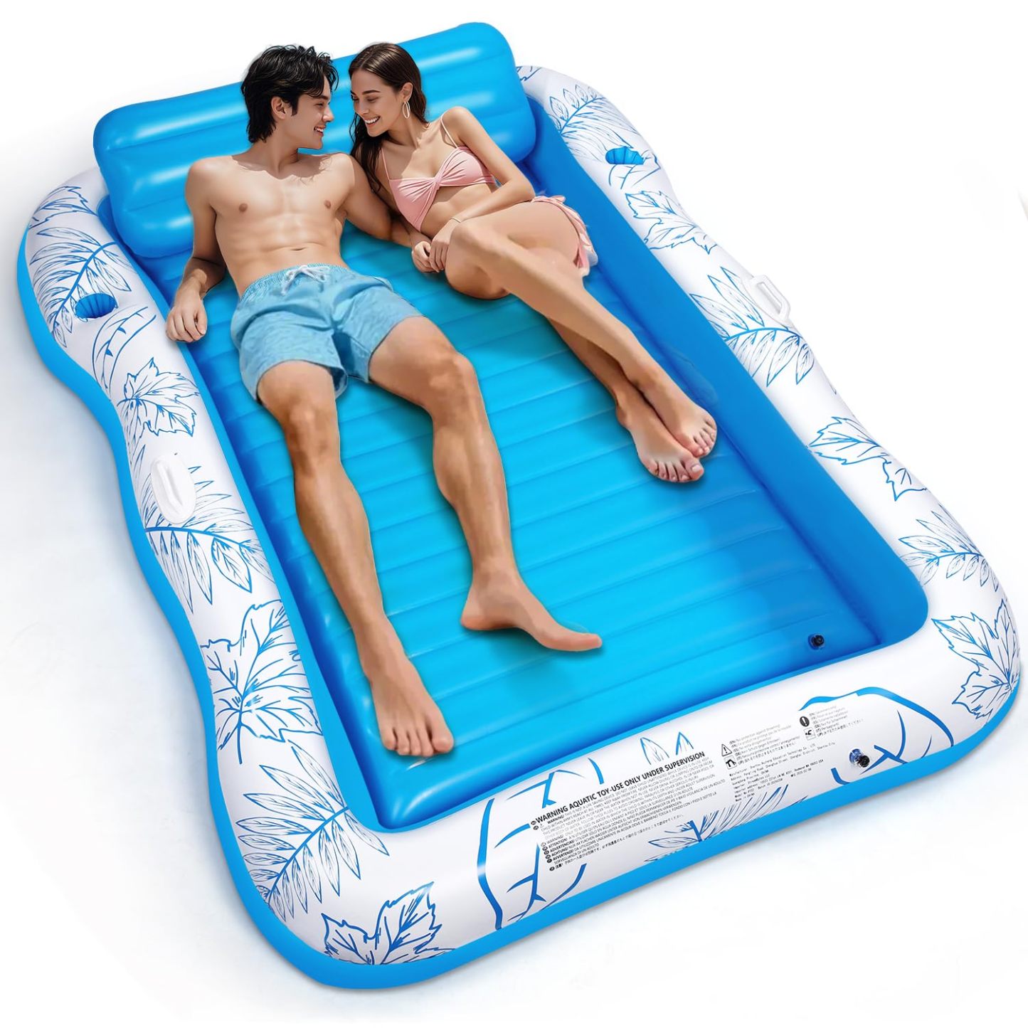 Inflatable Pool Float for Adults Large Beach Float for Sunbathing, Lounge Chair Float with Cup Holder, Floating Air Mattress