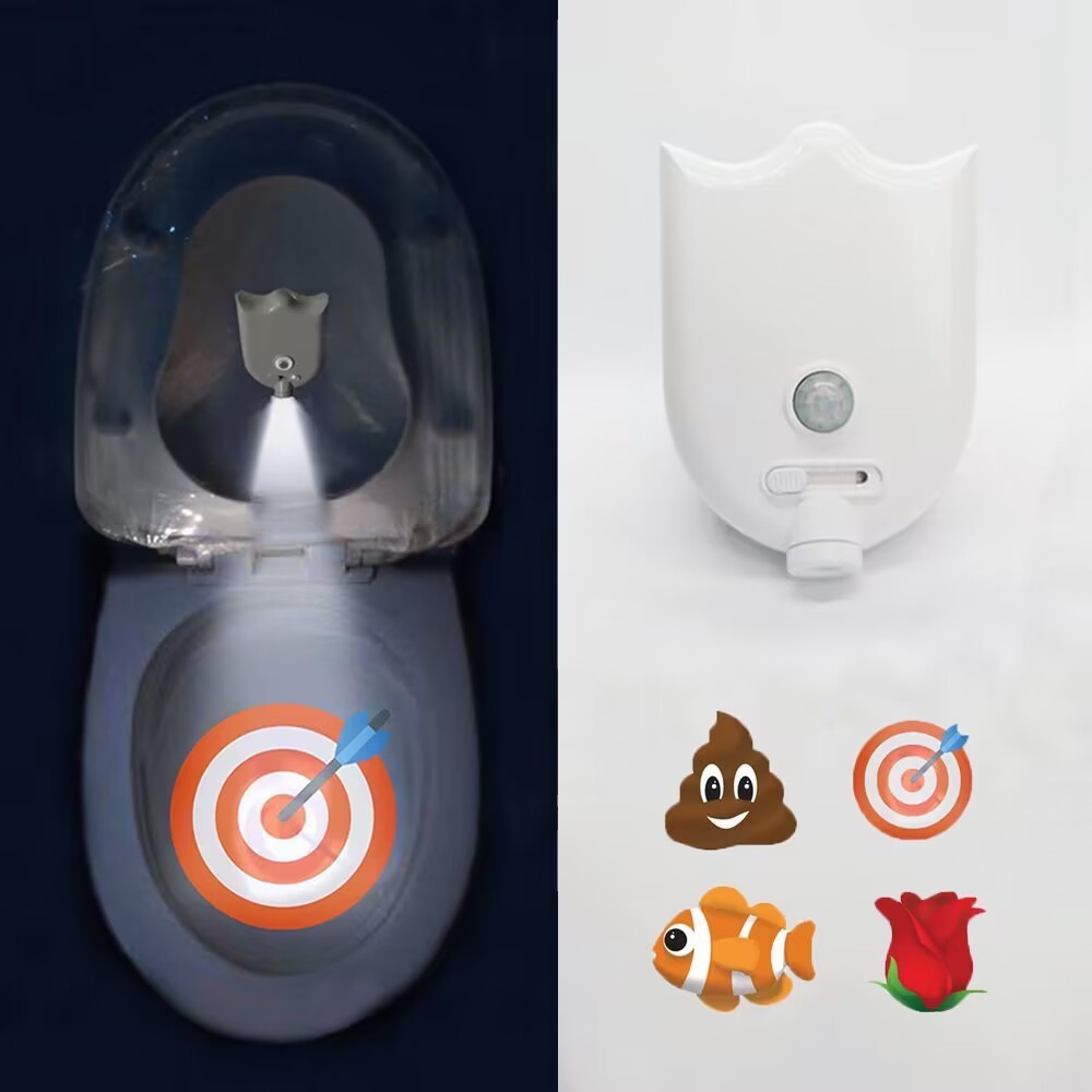 Toilet Projector Motion Sensor Toilet Target Light Fun Aiming Projector Night Light for Boys Training Projector with 4 Aiming Patterns