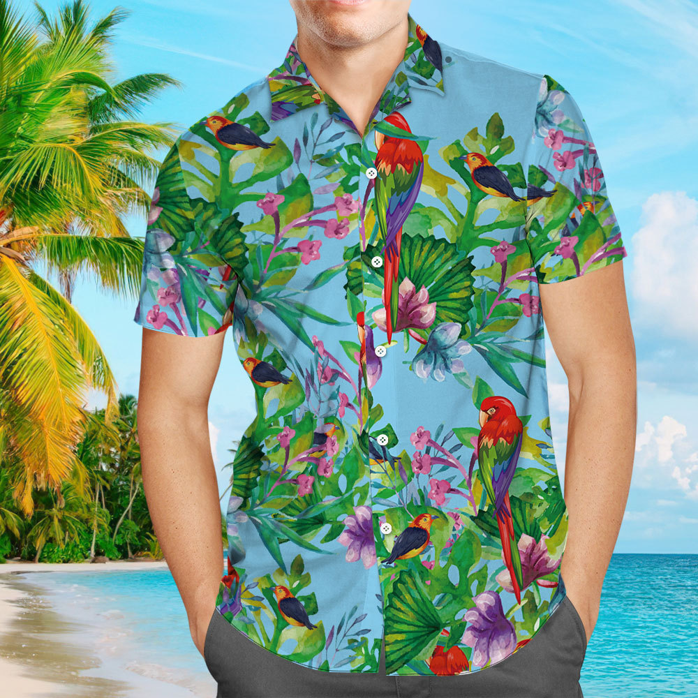 Men's Hawaiian Shirt Parrot From Size S to 5XL with 2 Style Lightweigh