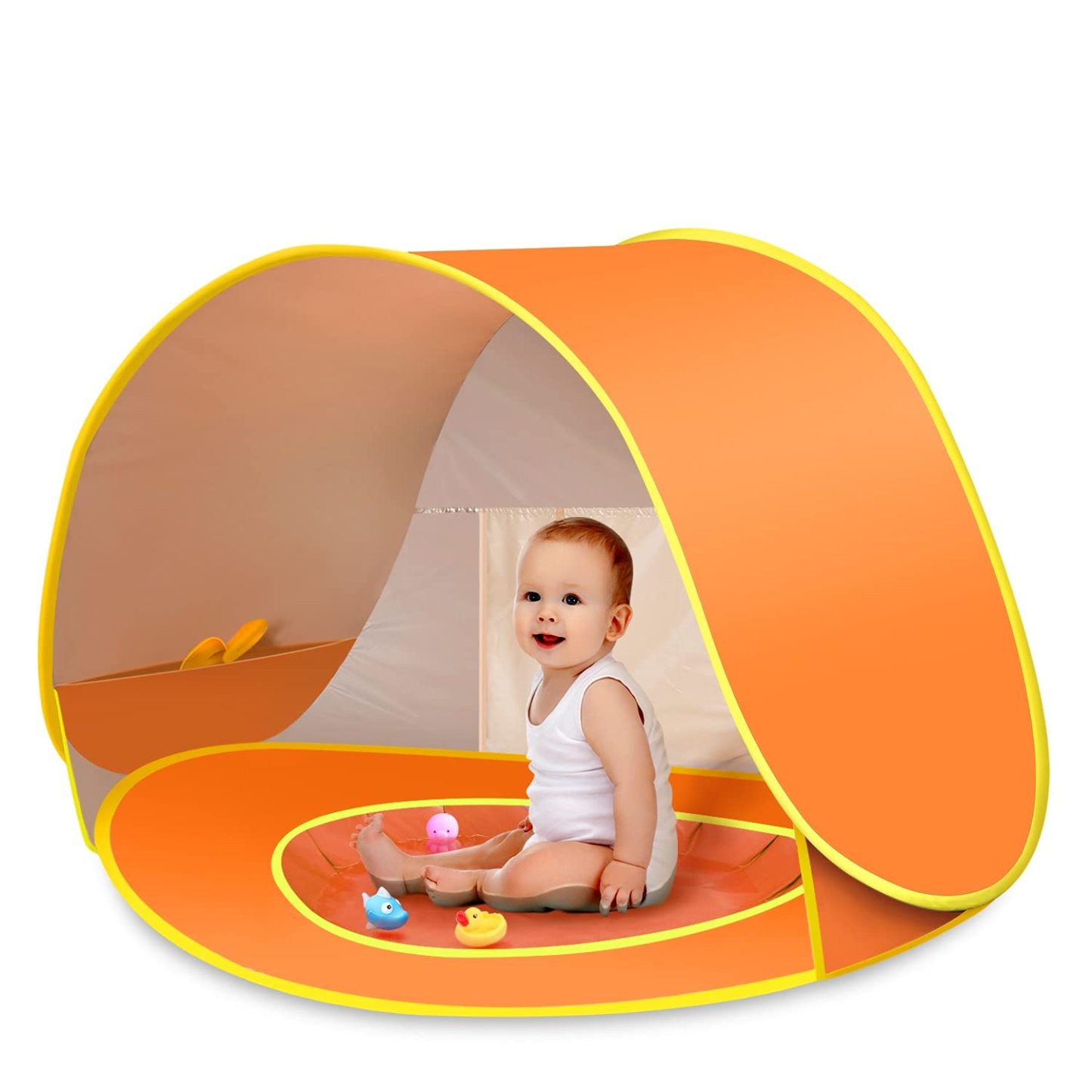 Baby Beach Tent with Mini Pool Pop-Up UV Sun Shelter UPF 50+, Removable Canopy & Carry Bag