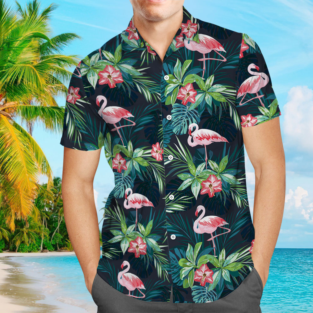 Men's Hawaiian Shirt Colorful Flamingo Aloha Beach Shirt For Men From