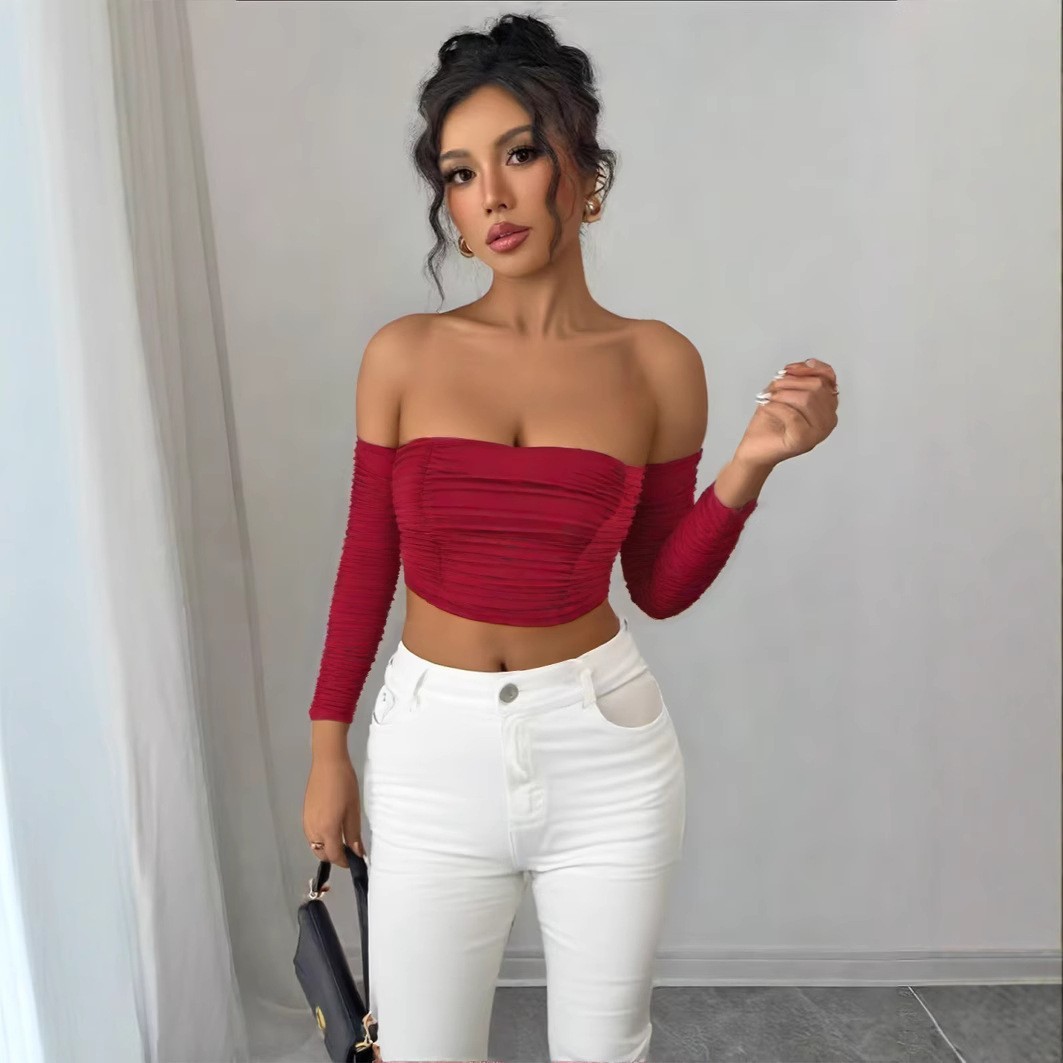 Women's Off Shoulder Sexy Pullover Top Detachable Raglan Sleeve Design Sizes XS-L Elegant Solid Color Slim Fit Blouse for Summer