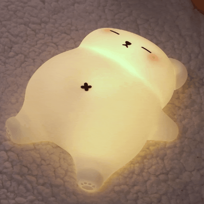 Breathing Bear Silicone Night Light | Squishy Snuggly Sleep Companion with Calming Sounds & LED Glow, Perfect Gift