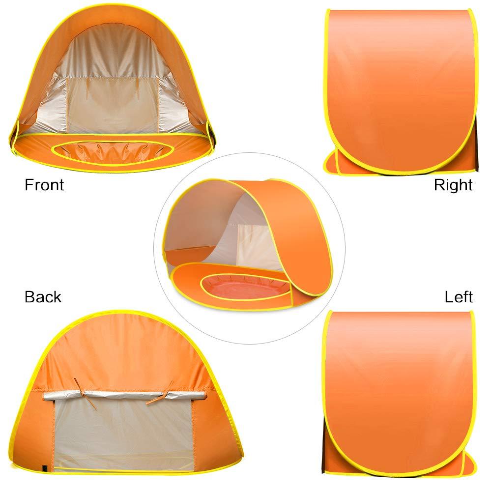 Baby Beach Tent with Mini Pool Pop-Up UV Sun Shelter UPF 50+, Removable Canopy & Carry Bag