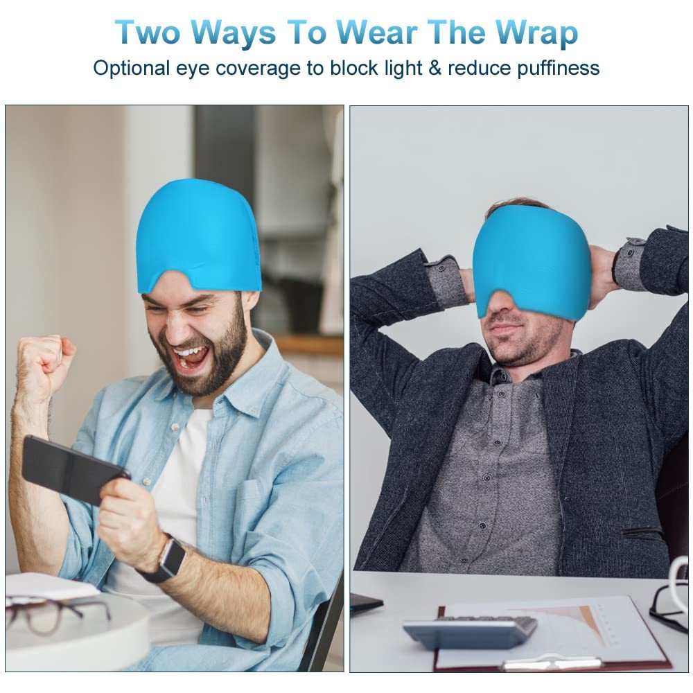 Migraine Relief Hat | Gel Cooling Headache Cap with Cold Therapy, Stretchy Ice Sleep Mask for Migraines, Puffy Eyes & Stress Relief