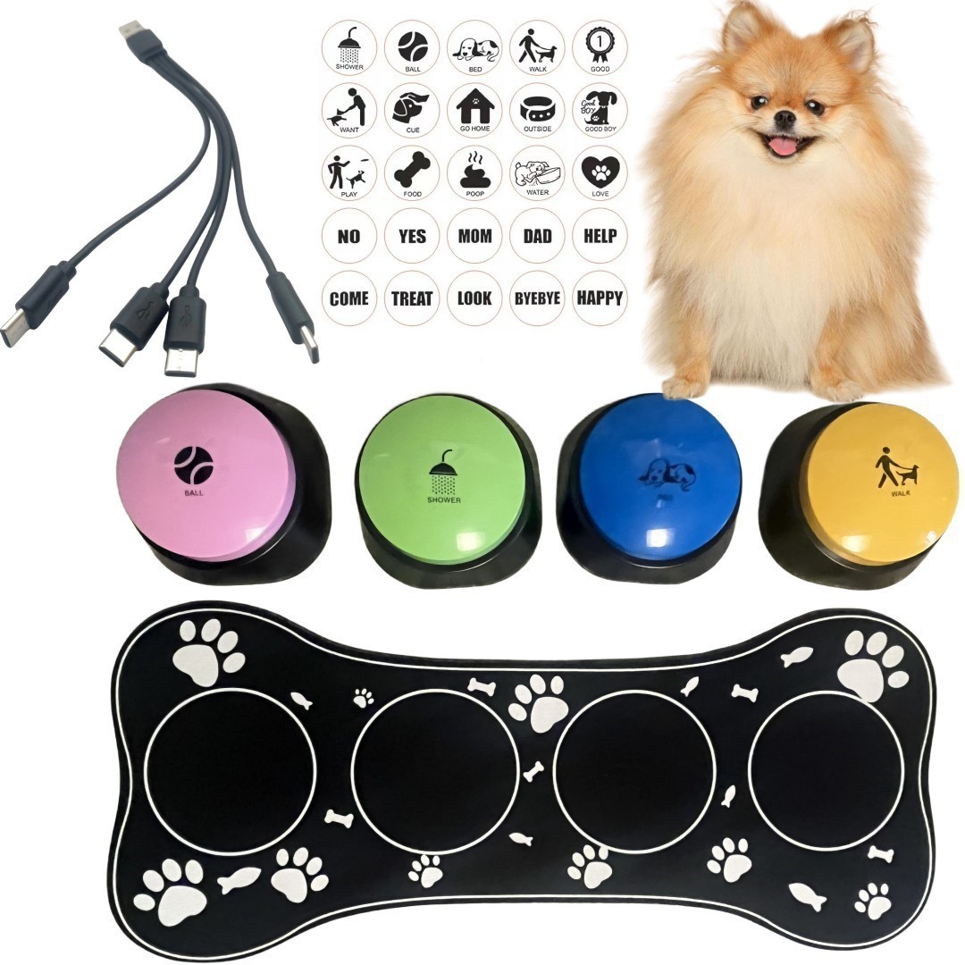 Rechargeable Pet Talking Button | Sound Pet Button Training Toy for Dogs & Cats