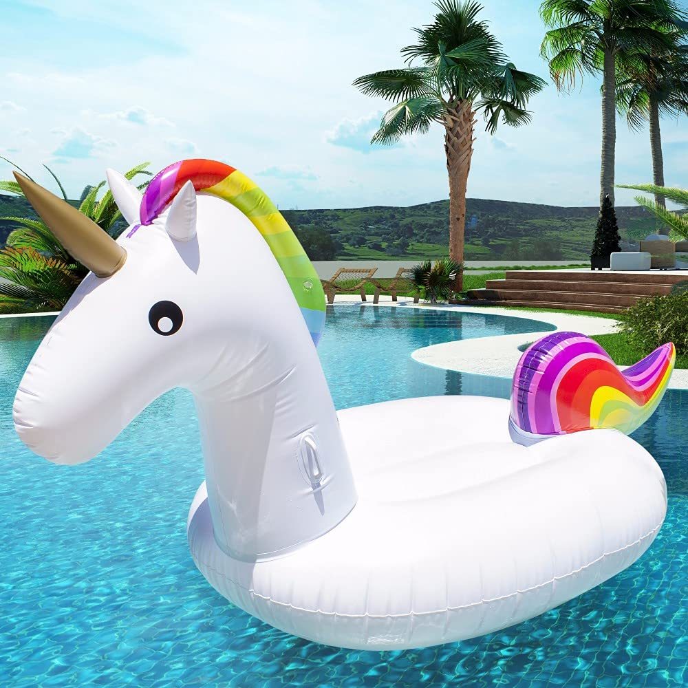 Giant Inflatable Unicorn Pool Float Large Ride-On Water Toy for Kids & Adults | Fun Swimming Pool Lounge Chair for Summer Water Play