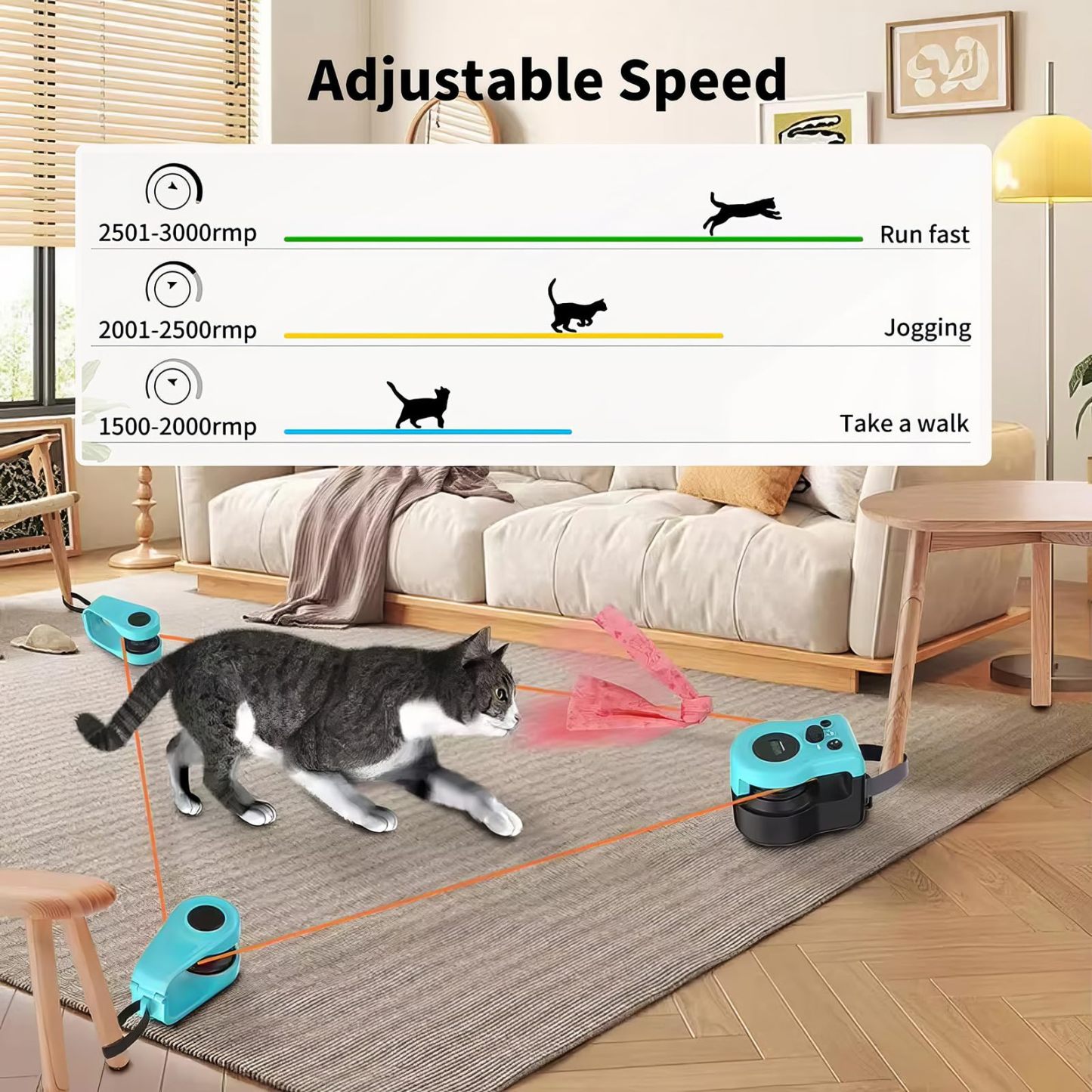 Interactive Smart Cat Toys for Indoor Cats | Automatic Feather & Mouse Hunting Toy, RC/Auto Control Treadmill Cat Toy for Bored Kittens & Puppies