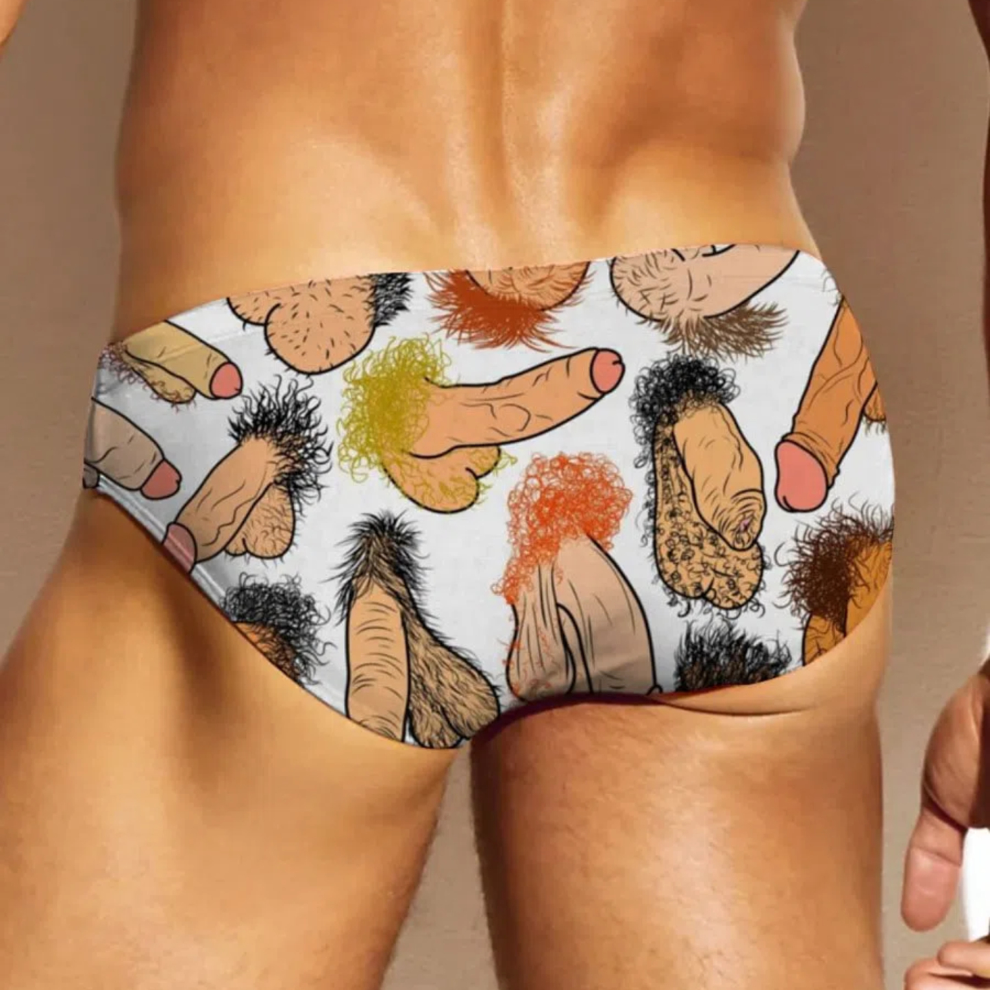 Men’s LGBT Underwear From Size S to 3XL Cartoon Hairy Figure Graphic, Unique Pride Style