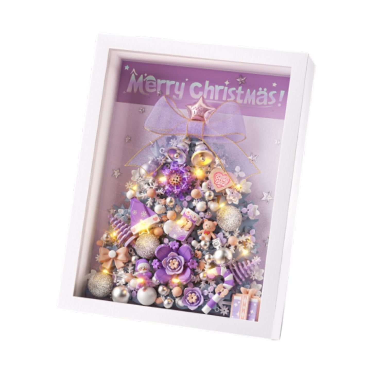 Christmas Tree Frame Building Blocks | Unique Romantic Holiday Gift, Practical Christmas Ornament for Fireplace or Party Favors