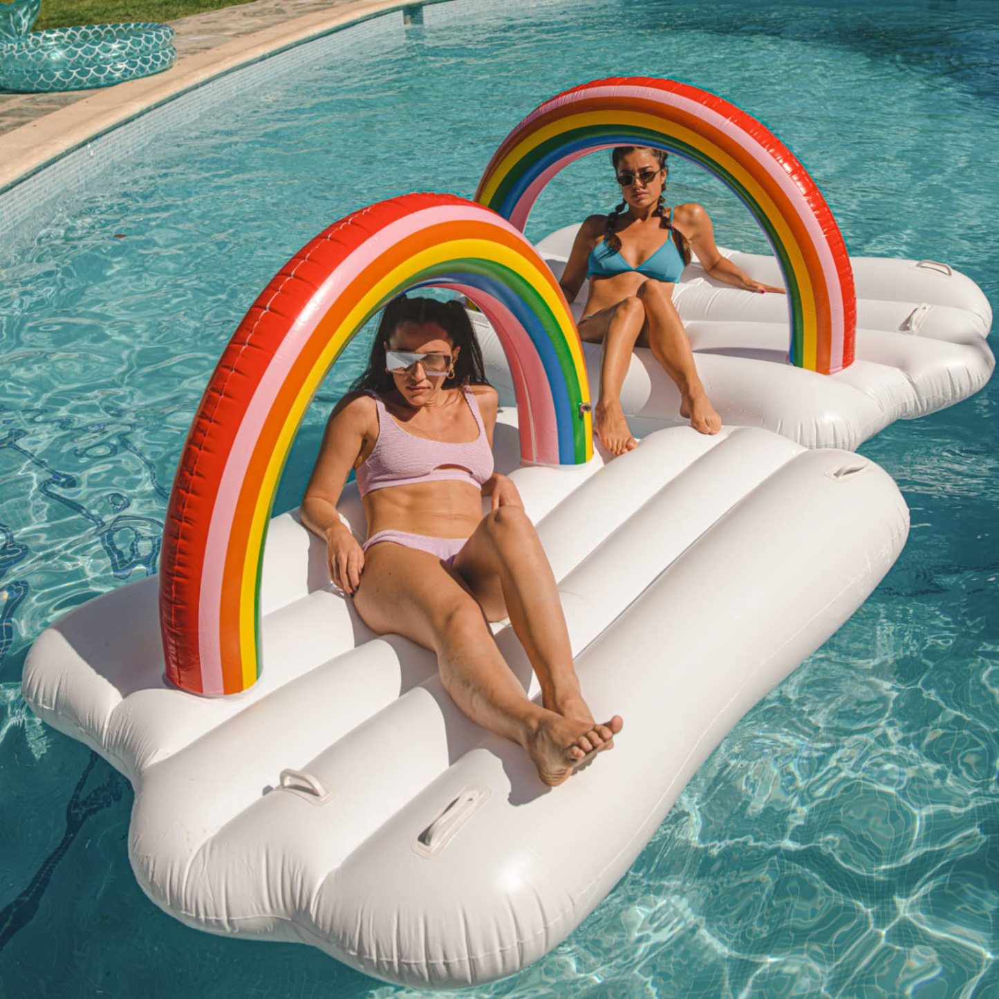 Fun Floats Rainbow Cloud Floaties Colorful Pool Inflatables for Kids & Adults, Rainbow Island Float with Pride Theme, Perfect for Pool & LGBTQ Parties