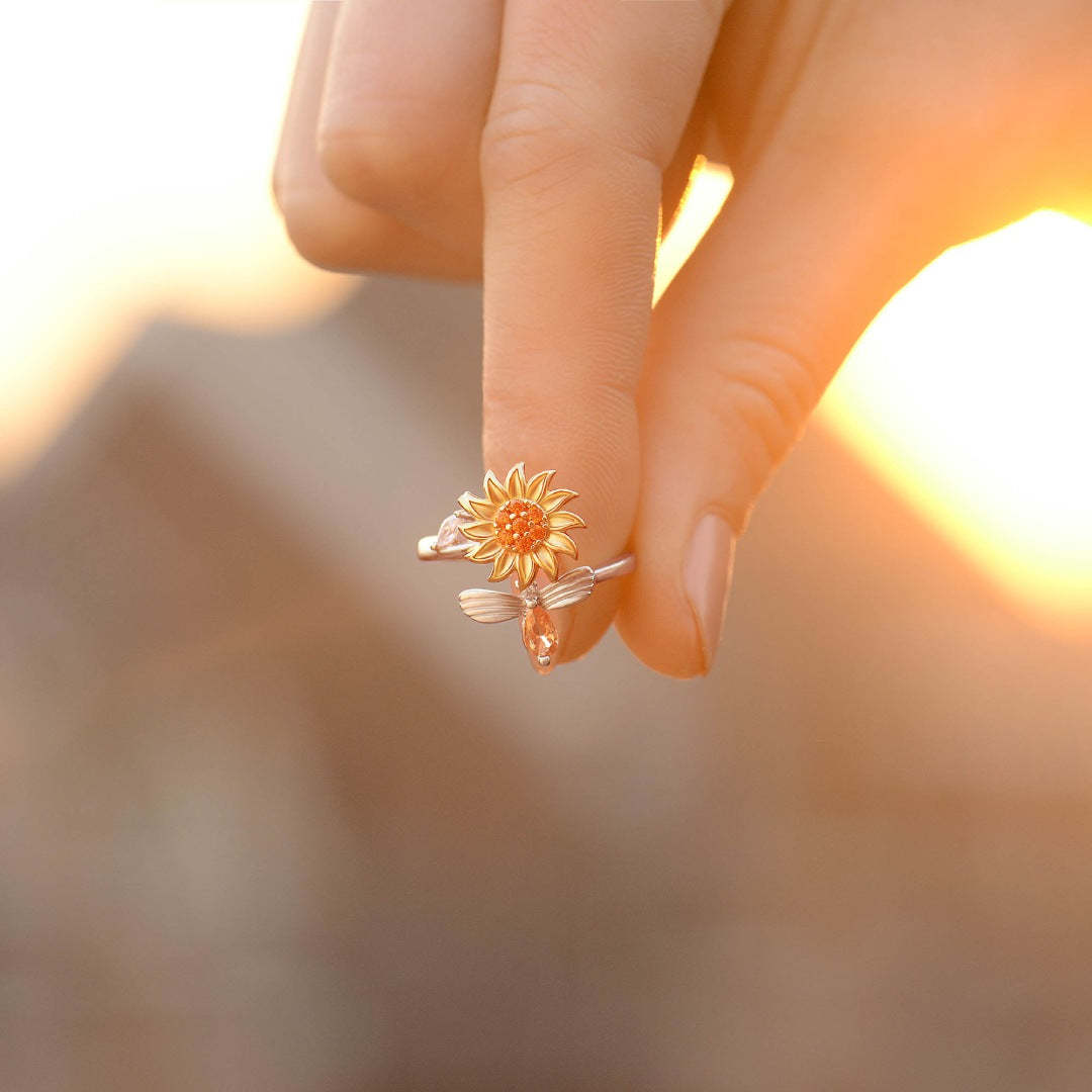 Anxiety Ring Anxiety Relief Decompression Daisy Adjustable Ring Jewelry Gift for Her - soufeelus