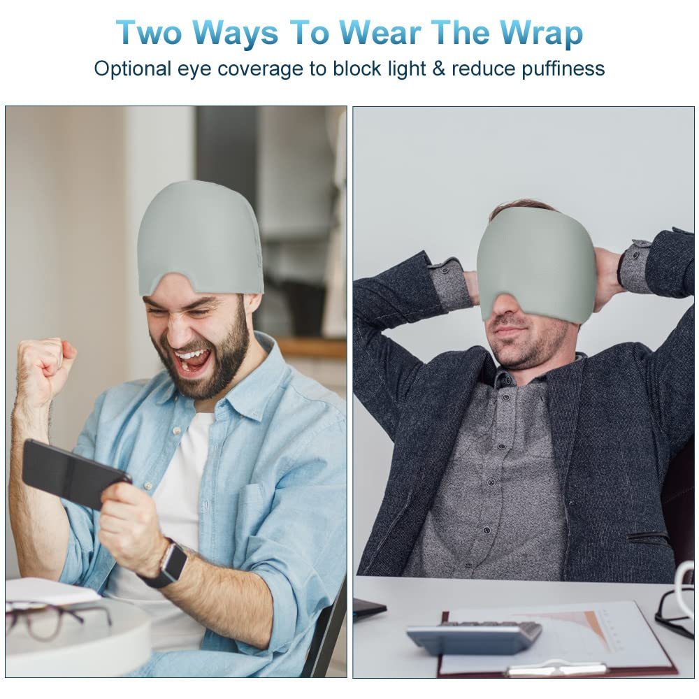 Migraine Relief Hat | Gel Cooling Headache Cap with Cold Therapy, Stretchy Ice Sleep Mask for Migraines, Puffy Eyes & Stress Relief