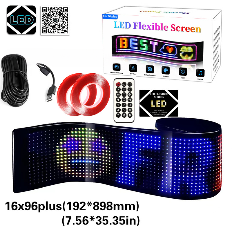 Flexible LED Devil Eyes Windshield Sign Animated Display Panel for Cars & Trucks with Remote Control & Bluetooth App Custom LED Sign for Bars, Shops, Hotels