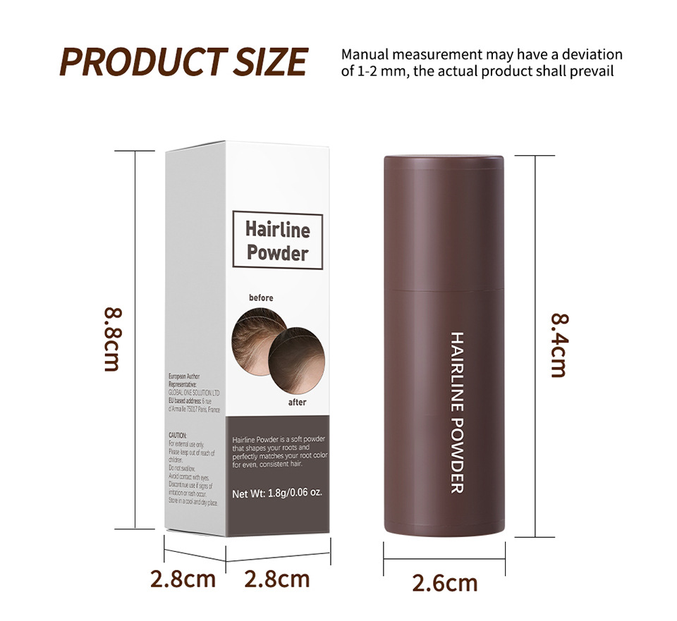 Hairline Powder Stick for Root Touch Up | Gray Concealer & Hairline Shadow | Quick Root Cover Up & Hair Fibers for Thinning Hair (Black, Dark Brown, Light Brown, Grey)