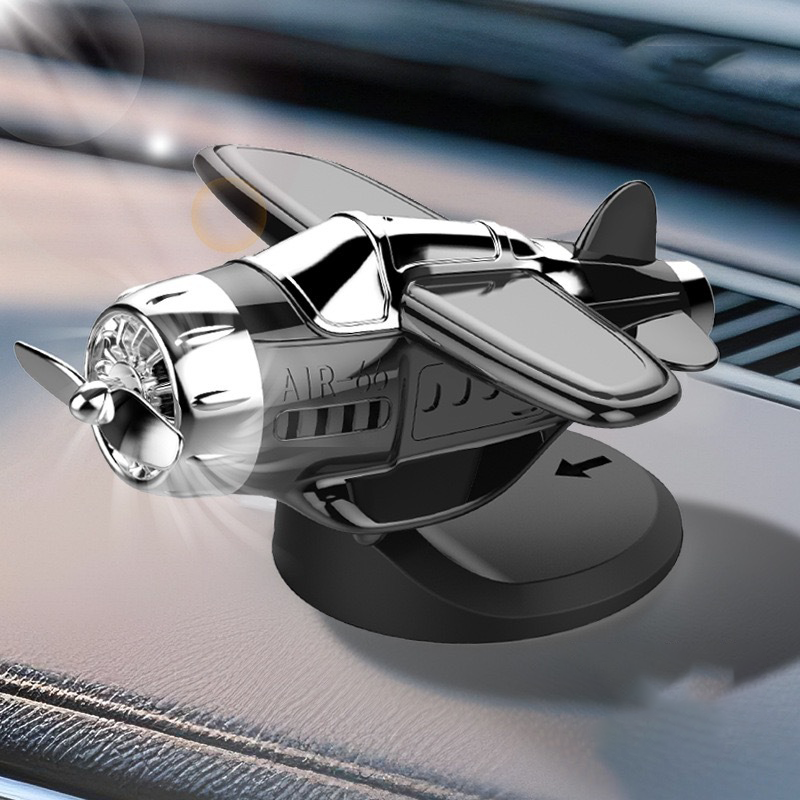 Solar Powered Fighter Jet Model | Car Dashboard Ornament with Rotating Propeller, Solar Airplane Decoration for Car Interior