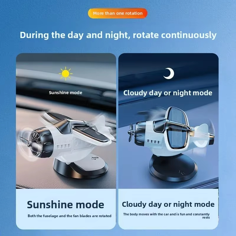 Solar Powered Fighter Jet Model | Car Dashboard Ornament with Rotating Propeller, Solar Airplane Decoration for Car Interior
