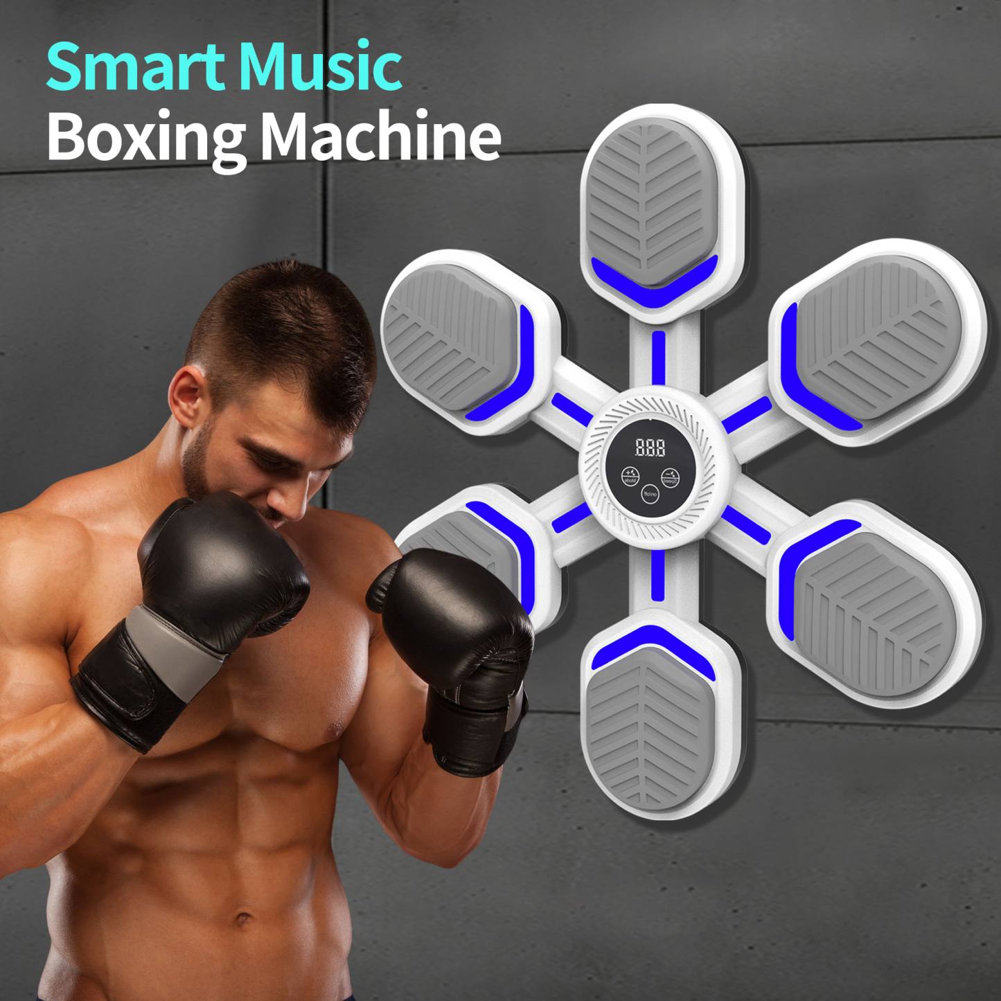 Music Boxing Machine with Bluetooth & LED Lights, Multistyle Smart Wall-Mounted Punching Trainer for Adults & Kids, Home & Gym Fitness Equipment with Gloves