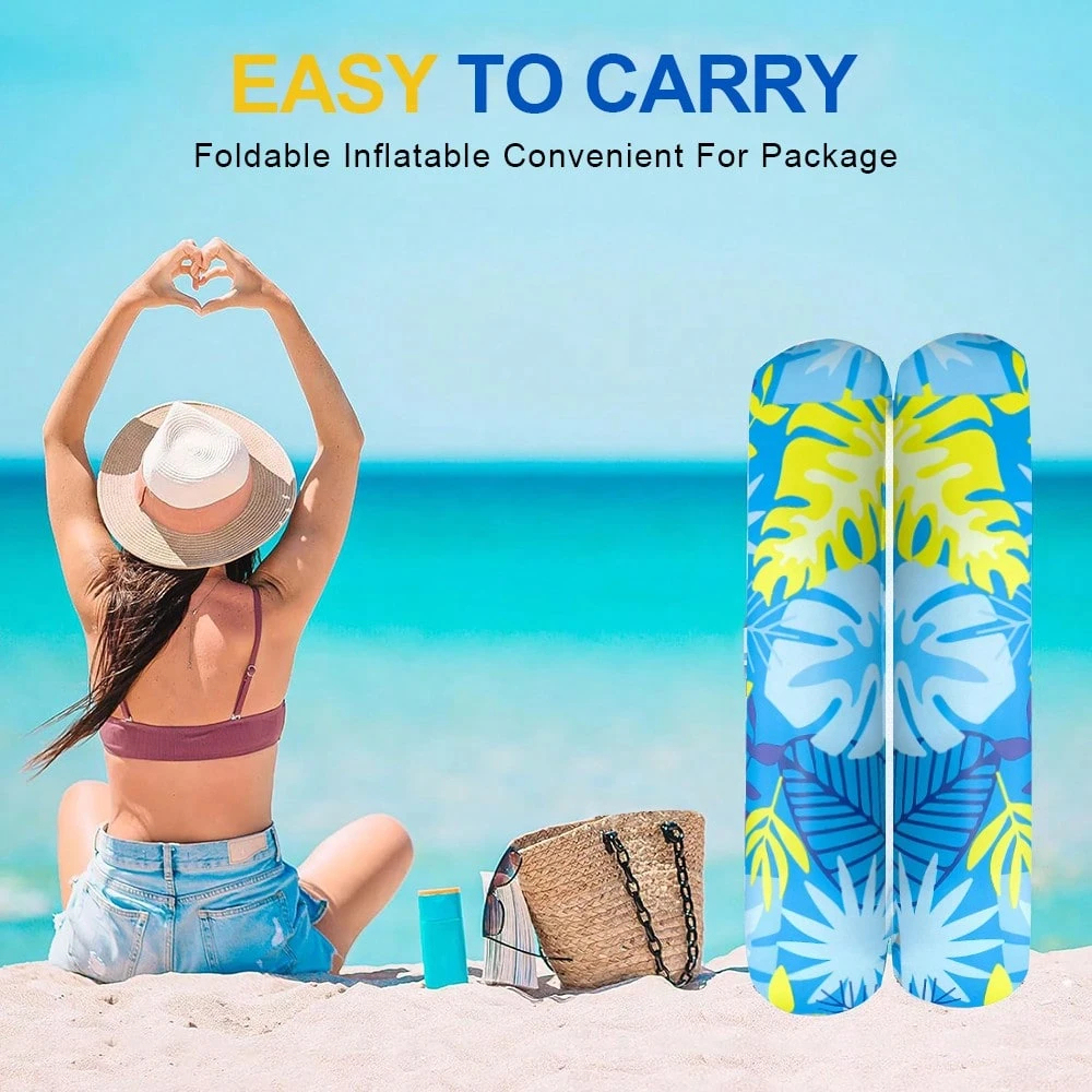 1-Piece Inflatable Floating Hammock Leaf-Shaped Double-Tube Pool Float for One Person, Foldable Water Lounger for Beach & Pool