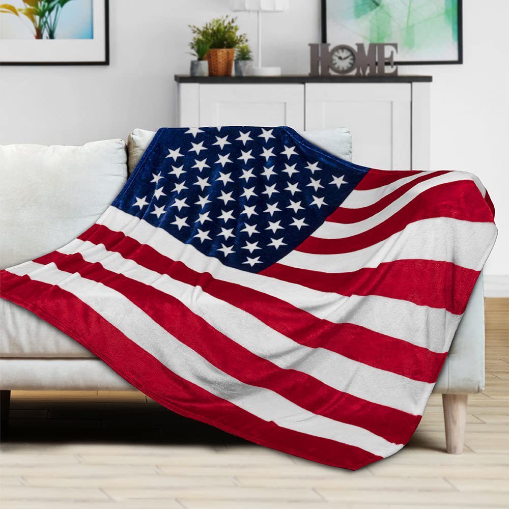4th of July American Flag Baby Swaddle Blanket Soft Flannel Patriotic Stroller Cover or Nap Blanket
