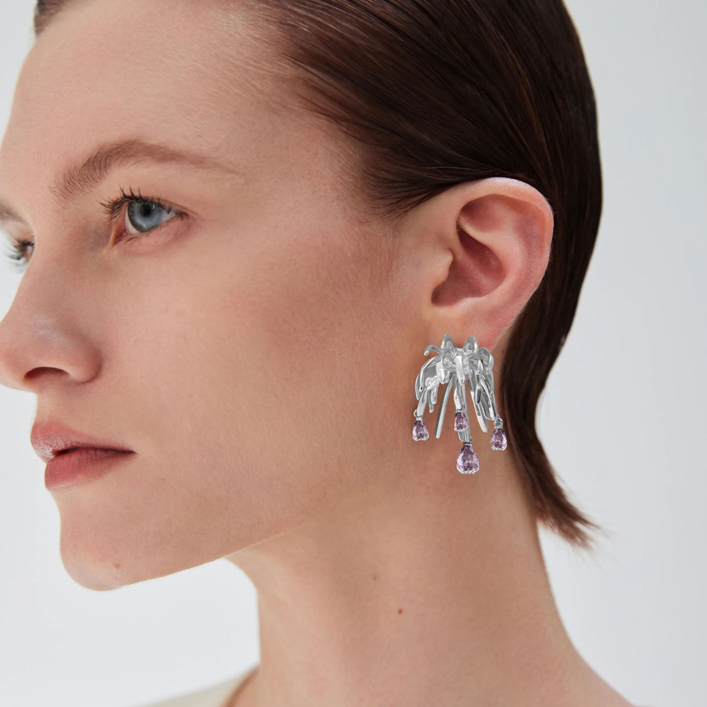 Palms Collection Branches Shape Silver Earrings