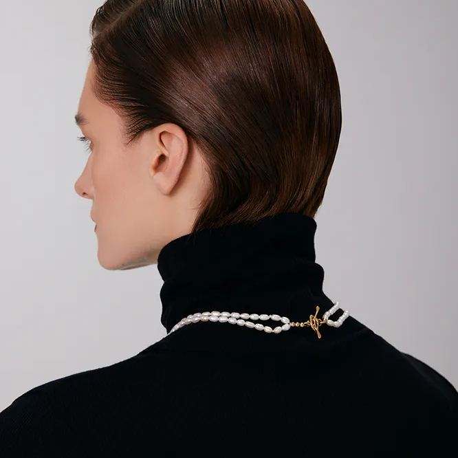 Wild Rose Collection Multi-string Flower Choker With Pearls