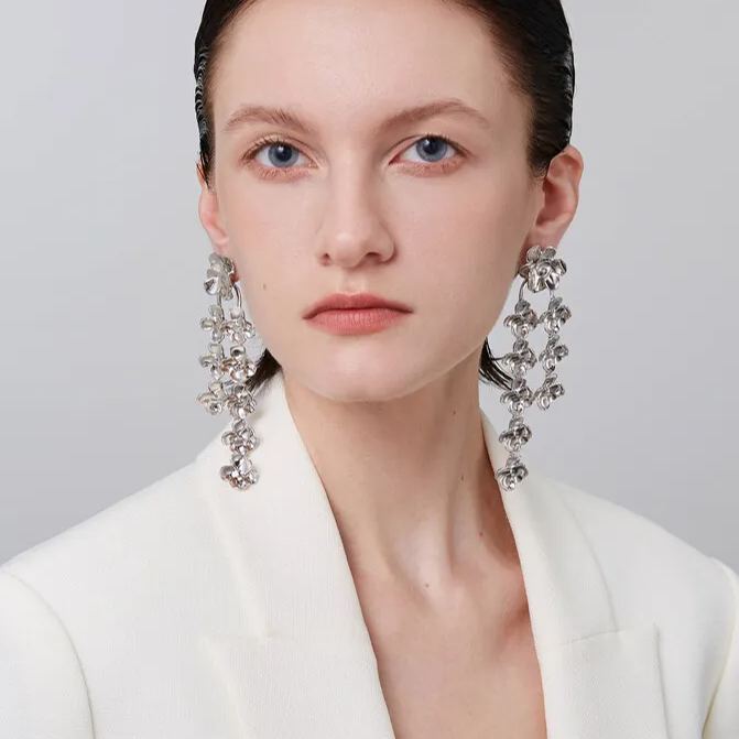 Camellia Collection Nine Flowers Tassel Earrings
