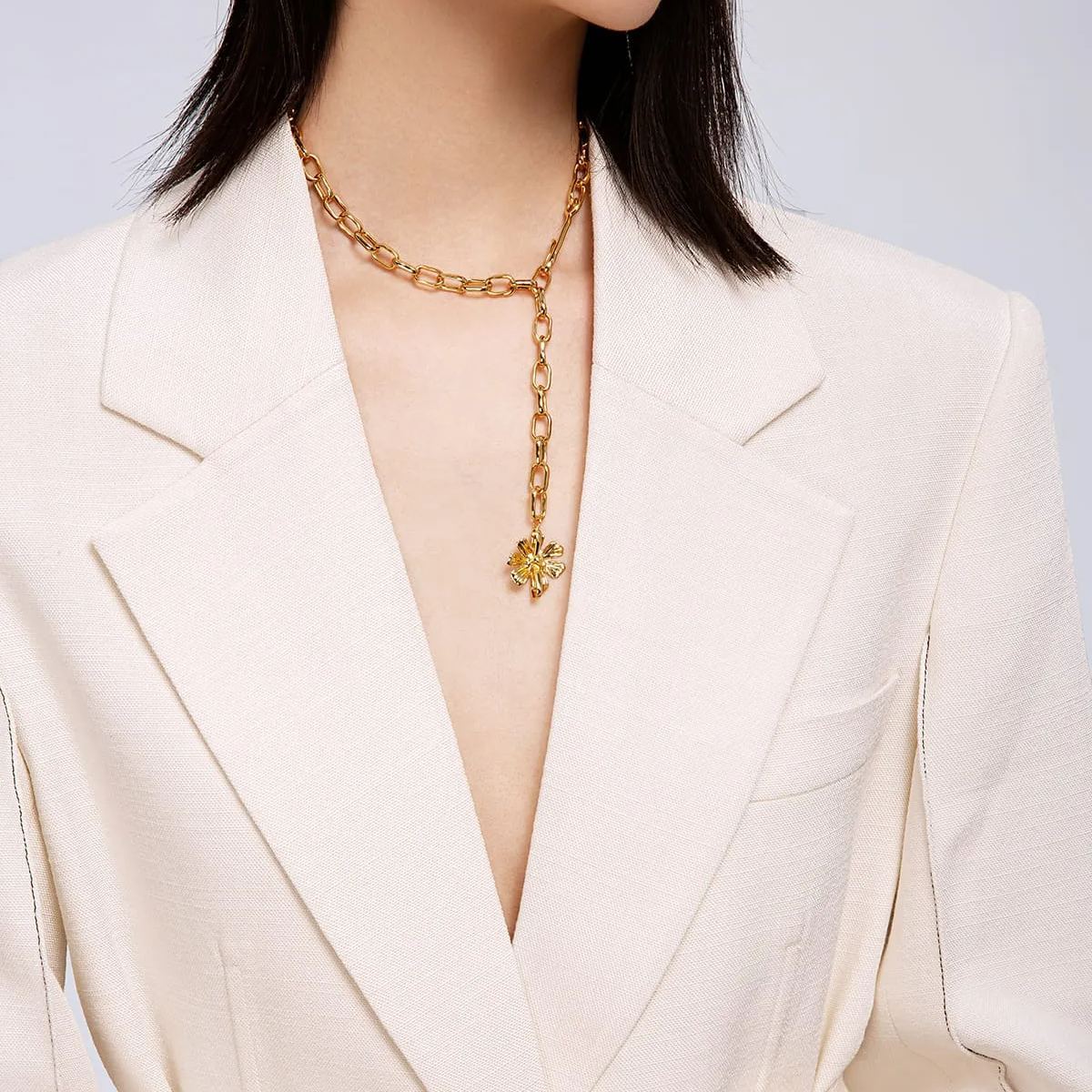 Cosmos Collection Flower Silver And Golden Choker