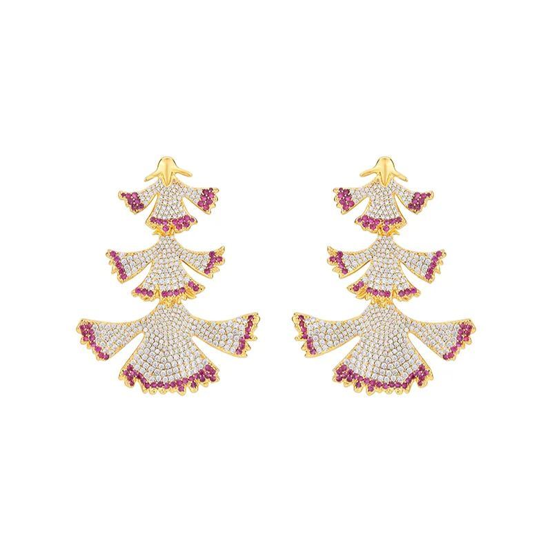 Carnation Collection Three Petals Tassel Earrings Silver And Golden