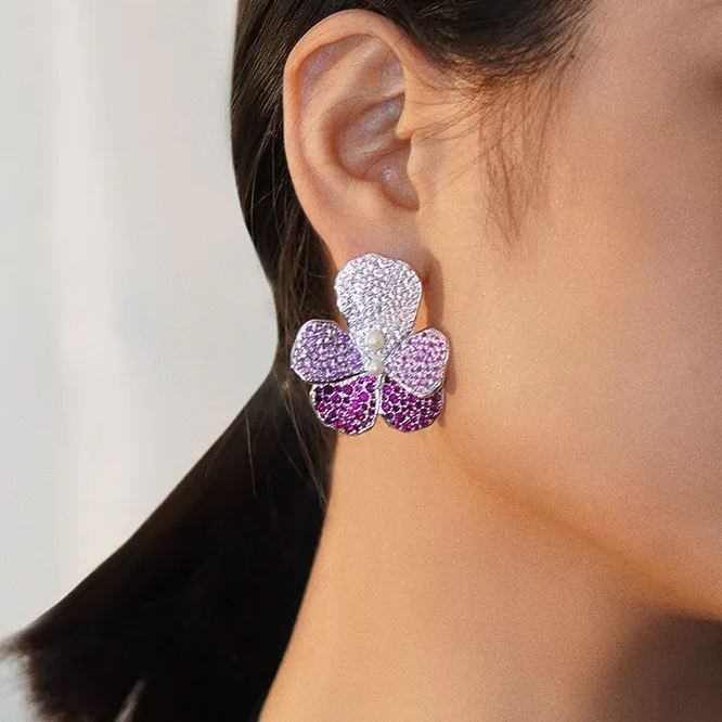 Pansy Collection Flower Shaped Earrings