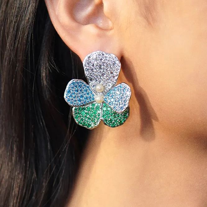 Pansy Collection Flower Shaped Earrings