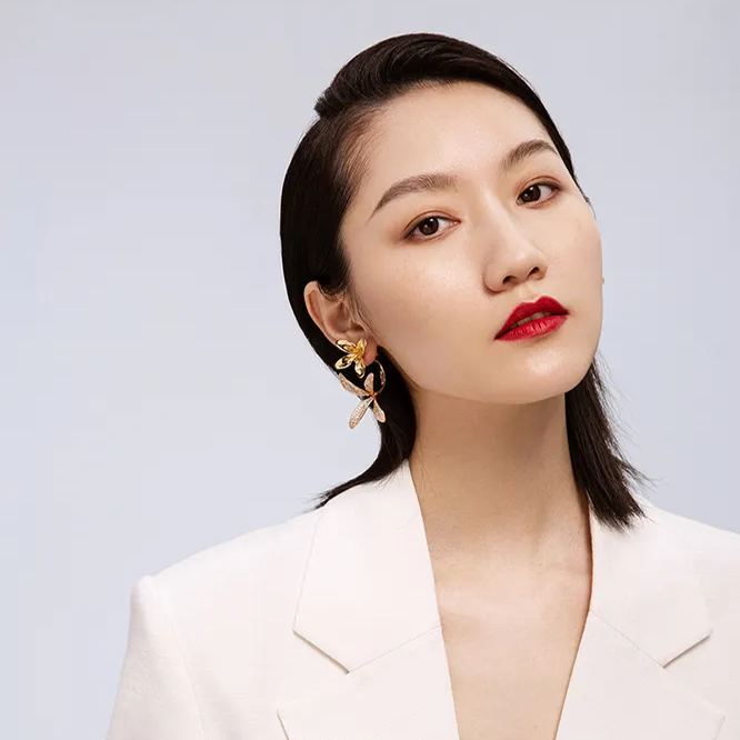 Orchids Collection Bifloral Two-Tone Diamond Earrings