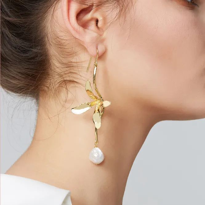 Orchids Collection Asymmetric Flower Earrings