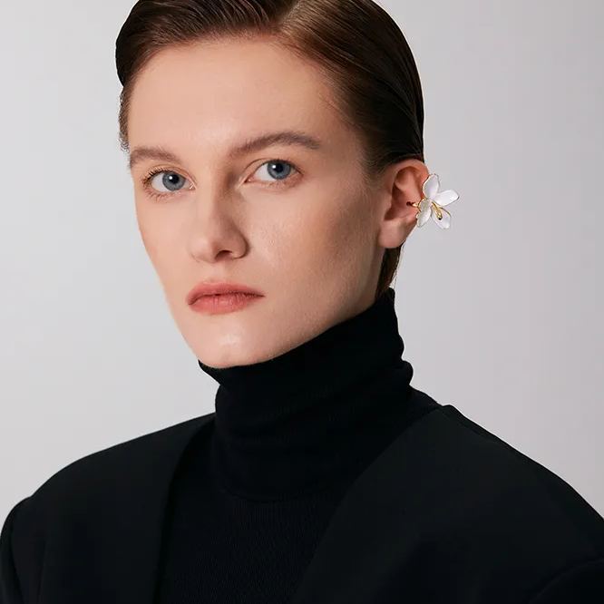 Peach Blooming Collection Flower Ear Cuff
