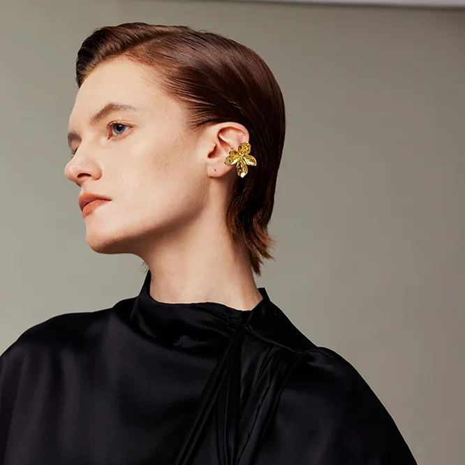 Peach Blooming Collection Flower Ear Cuff