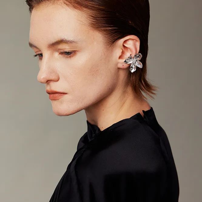 Peach Blooming Collection Flower Ear Cuff